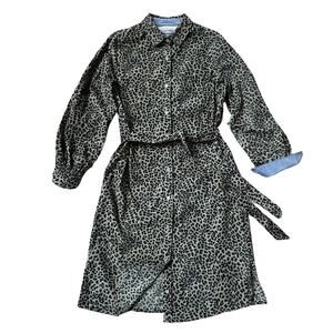 Tommy Bahama XS Shirt Dress | Leopard Corduroy, Cotton Belted Pockets Safari New